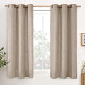 YoungsTex Dark Oatmeal Linen Curtains 54 Inch Length for Living Room Windows, Short Semi Sheer Drapes Privacy Light Filtering with Grommmet for Bedroom, 42 x 54 Inch, 2 Panels