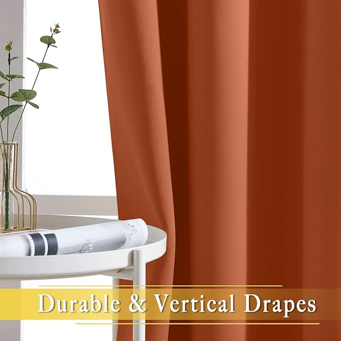 NICETOWN Blackout Drapery Curtain Panel 90 inches Long - Window Treatment Thermal Insulated Grommet Blackout Curtain/Drape for Bedroom Living Room (Burnt Orange, 1 Panel, 46 by 90 inches)