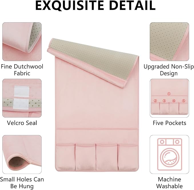 WETRBWEH Remote Control Holder for Armchair，Couch Caddy Organizer TV Remote Holder for Bed Storage 5 Pockets，Remote Caddy Bedside Organizer Bedside Table Organizer (Pink, 35''x18'')