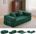 4-in-1 Convertible Folding Sleeper Sofa Bed, Fold Out Floor Sofa Couch with Fixed-Shape Frame, Cloud Corduroy Foldable Mattress Couch for Living Room Bedroom (78.5" Corduroy, Dark Green)