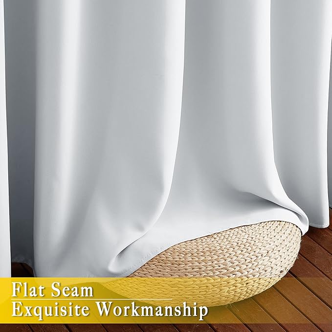 NICETOWN Room Darkening Patio Door Curtain for Living Room Darkening Grommet Sound Reducing Privacy Window Treatment for Bedroom, Greyish White, 1 Panel, W80 x L102