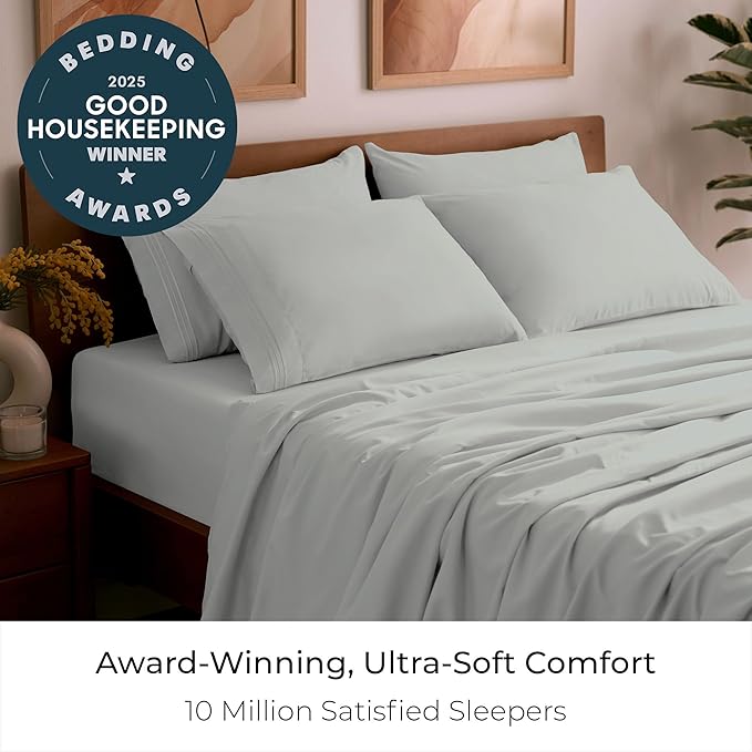 Mellanni King Sheet Set - 6-Piece Iconic Collection Bedding, (Including 4 Pillowcases), 21-Inch Extra Deep Pocket, Easy Care, Ultra Soft, Cooling Sheets, Brushed Microfiber - Spa Mint