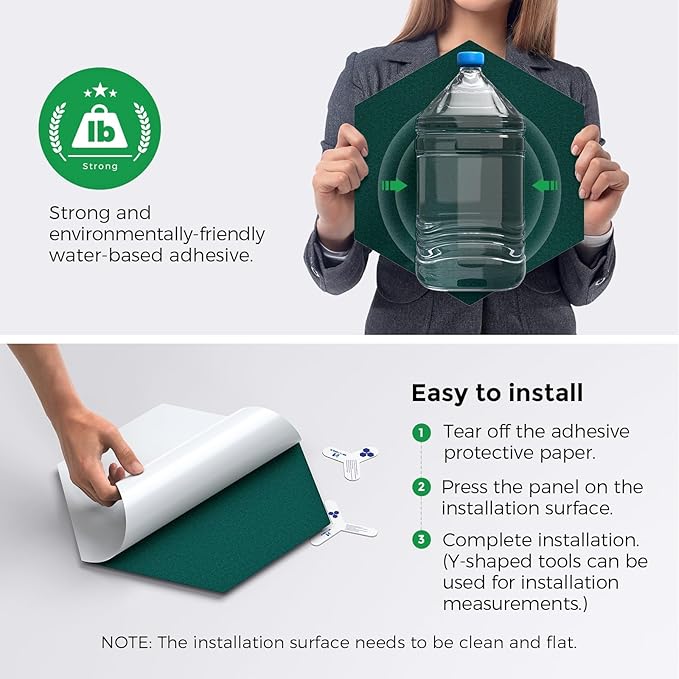 Self-Adhesive Acoustic Panels [390 lbs/yd³ Ultra-High Density], 2nd Generation Sound Absorbing Panel, Professional Level Sound Panel, Polyester Soundproof Foam [Size L, Dark Green]