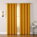ChrisDowa Room Darkening Curtains 102 Inches Long 2 Panels Set for Living Room, Grommet Thermal Insulated Blackout Curtains for Bedroom (Mustard Yellow, 52 x 102 Inch)