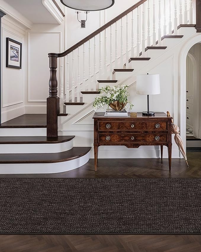 Color&Geometry Door Mat 2'2"x7'11" Runner Rug with Rubber Backing, Non Slip Washable Hallway Kitchen, Carpet Runners for Hallway Living Room Bedroom, Brown (Rolled-up NO Creases)