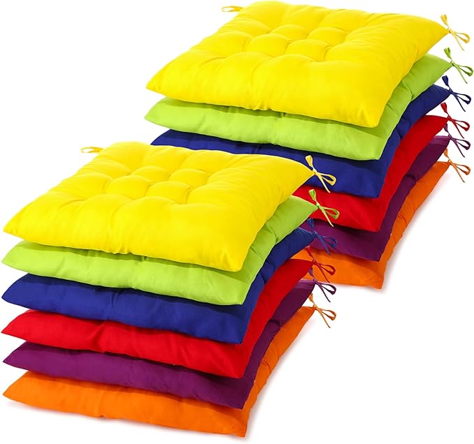 Geetery 12 Pcs Floor Pillows for Classroom Bulk Square Seating Cushions for Floor Chair School Kindergarten Reading Corner, 15.7'' Large Thick Meditation Cushions Yoga Nursery Daycare (Colorful)