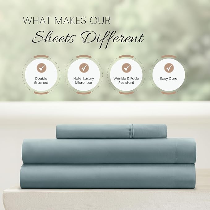 Linen Market Bed Sheets for Twin Size Bed (Ocean) - Sleep Better Than Ever with These Soft and Cooling Twin Sheets - Deep Pocket Fits 16" Thick Beds - 4 Piece Twin Sheet Set