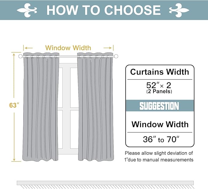 ChrisDowa Grommet Blackout Curtains for Bedroom and Living Room - 2 Panels Set Thermal Insulated Room Darkening Curtains (Royal Blue, 52 x 63 Inch)