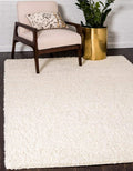Unique Loom Solid Shag Collection Area Rug (7' 10" x 10' Rectangle, Pure Ivory)