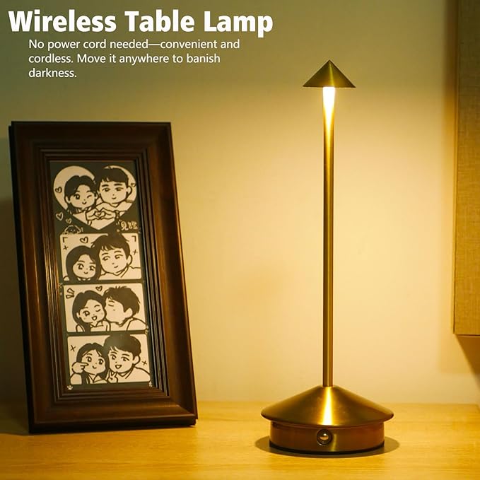 2 Pack Cordless LED Table Lamp, Rechargeable 5200mAH Battery Operated Lamp for Decor, 3 Color Stepless Dimming Desk Lamps, for Restaurant, Bedroom, Outdoor Camping, Coffee Shop, Night Light