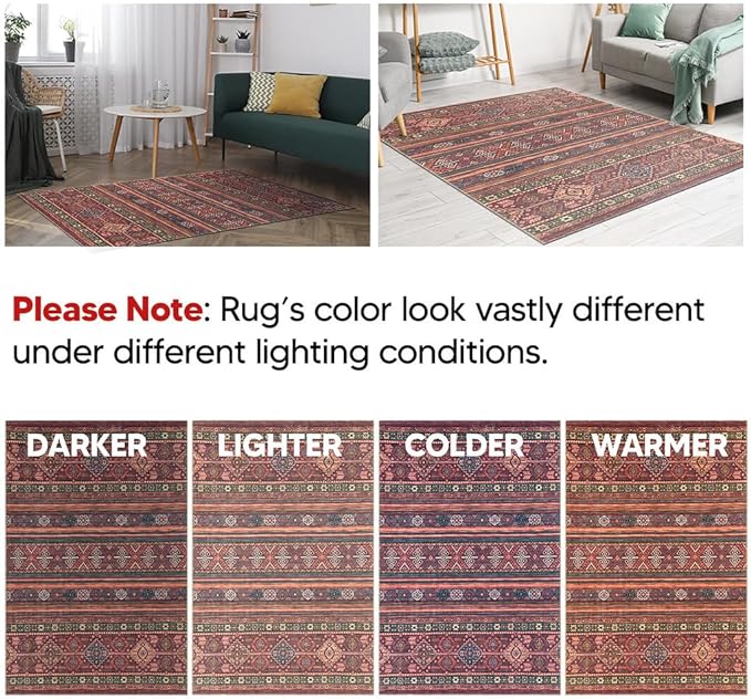 Keen Home Design 10x14 Rug - Machine Washable Area Rug with Non-Slip Backing, Ideal for Living Room, Dining Room, Bedroom - Vintage, Easy Clean, Durable, Low Pile Rug - (9'7" x 14')