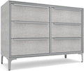 Naima Premium Fabric Dresser - Strong Metal Frame, 6 Spacious Sag-Proof Drawers with Sleek Metal Handles - Premium & Durable Storage Solution for Your Home (Silver)