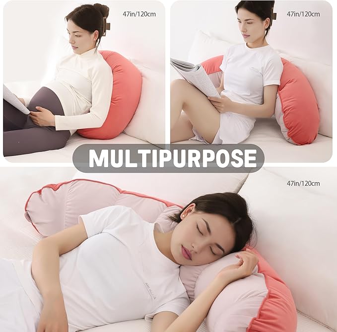 Peallow(Pat. Pend) – Long Round Body Pillow for Adults, Bolster Pillow for Sleeping, Soft and Supportive Pillow for Sleeping & Lumbar Support