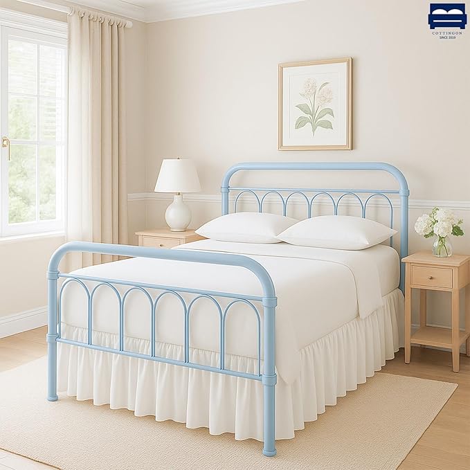 Cottingon Bed Skirt King 26" Drop with Split Corners, 100% Microfiber Soft and Stylish, Dust Ruffle with Platform, White