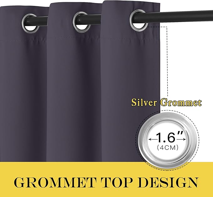 NICETOWN Room Darkening Curtain for Living Room - Energy Saving Thermal Insulated Grommet Room Darkening Curtain/Drape for Bedroom (1 Panel, 46 by 72, Greyish Purple)