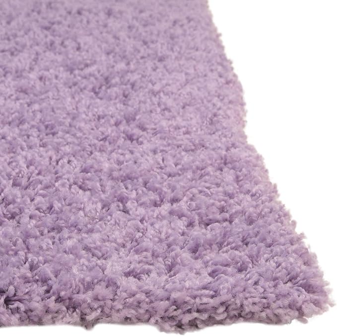 Unique Loom Solid Shag Collection Area Rug (4' 1" x 6' 1" Rectangle, Lilac)