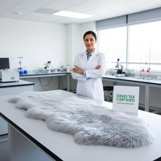 Super Area Rugs Premium Silver Gray Sheepskin Rug Genuine Double 2x6ft Pelt Fluffy Fur Rug for Bedrooms