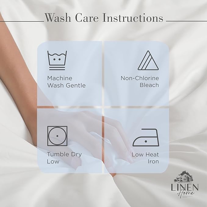 Linen Home 100% Cotton Percale Sheet Set, Twin Size, Snow White, Deep Pocket, 4 Pieces Set - 1 Flat, 1 Deep Pocket Fitted Sheet and 2 Pillowcases, Crisp Cool and Strong Bed Linen