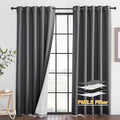 RYB HOME Dustproof Curtains for Large Window, Soundproof Thermal Insulated Blackout Curtains for Sliding Glass Door Furance Office Dorm Bedroom Living Room, Grey, W62 x L95 inch, 2 Panels