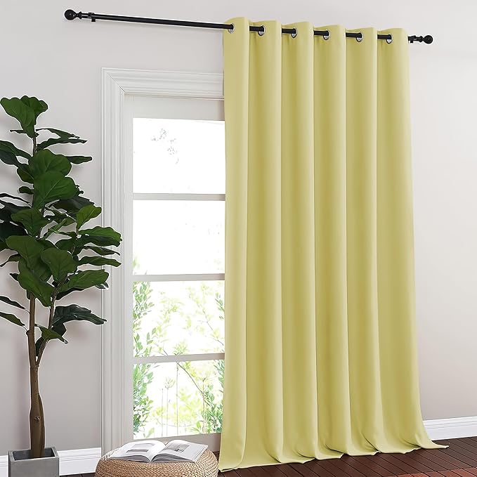NICETOWN Paler Yellow Blackout Curtains for Bedroom 95 Inch Length - Thermal Insulated Room Darkening Privacy Grommet Window Drapes for Boys Room, Set of 1 Panel, 80 x 95 Inch
