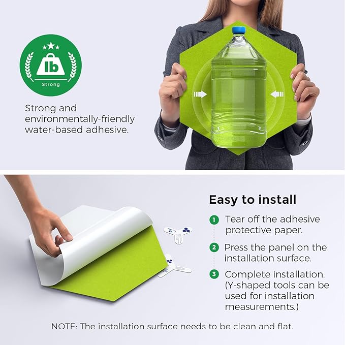 Self-Adhesive Acoustic Panels [390 lbs/yd³ Ultra-High Density], 2nd Generation Sound Absorbing Panel, Professional Level Sound Panel, Polyester Soundproof Foam [Size M, Fruit Green]