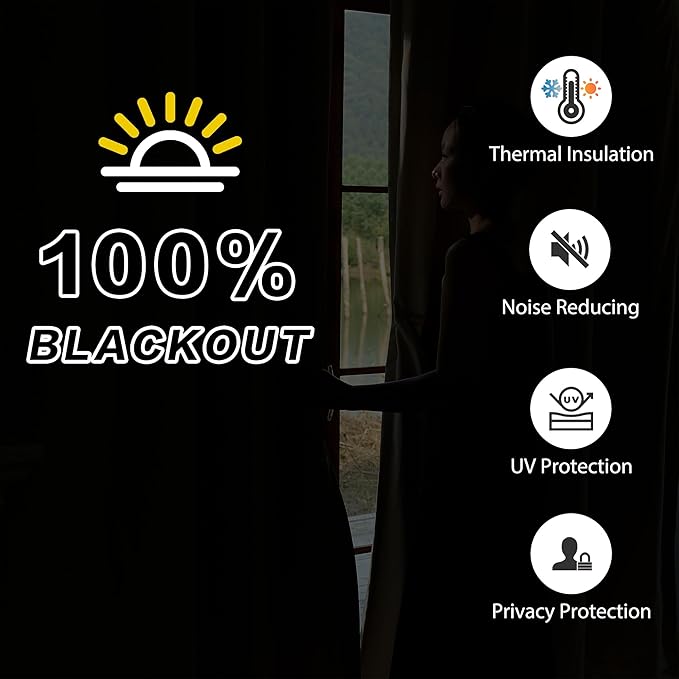 Soundproof 3-in-1 White 100% Blackout Curtains Thermal Insulation for Bedroom Living Room Grommet Curtains for Winter 1 Panel 50x84 Inch