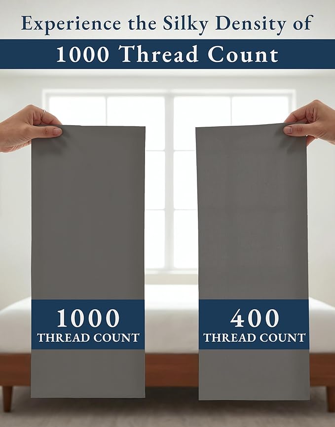 LANE LINEN 100% Egyptian Cotton Split King Sheets for Adjustable Beds - 1000 Thread Count, Soft & Comfy Sateen Weave Naturally Cooling Breathable Oeko Tex Certified Bed Sheets-Charcoal