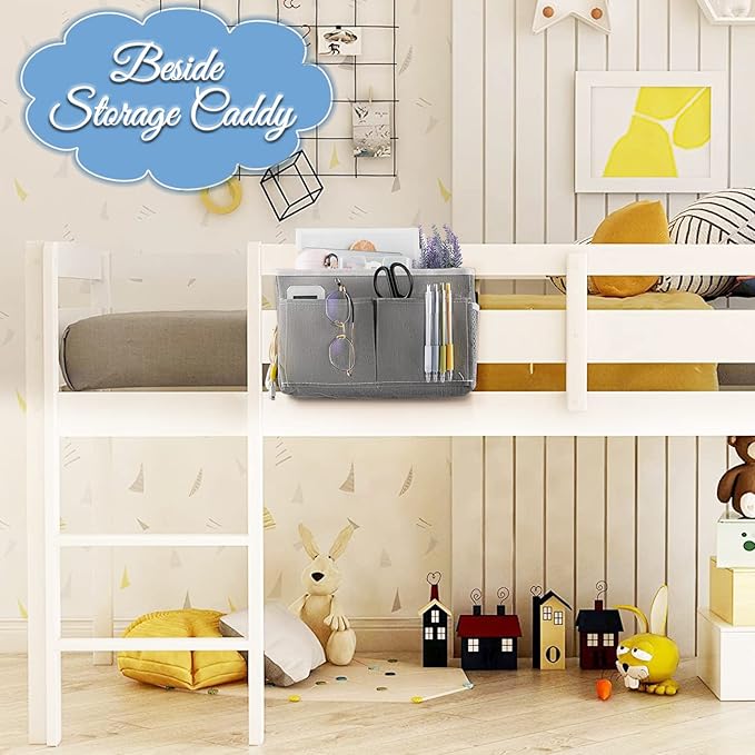 Retyion Bedside Hanging Storage Basket Headboards Bunk Beds Dorm Rooms Organizer Caddy for Storage (2Pack Grey)