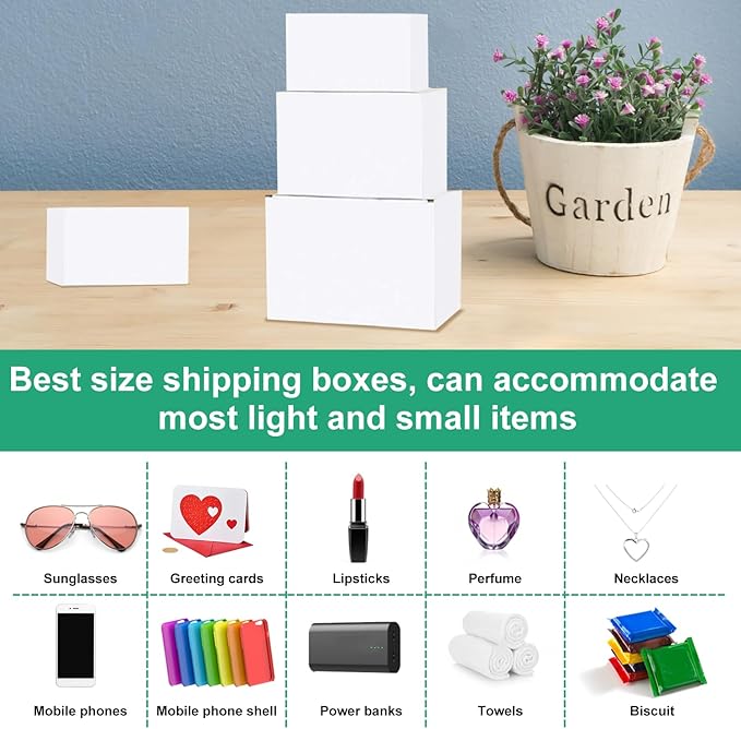 36Pcs Shipping Boxes,8x6x6 & 9x6x4 & 10x7x5 Mix and match Small Shipping Boxes,3 Sizes 12PCS Each shoe boxes cardboard.
