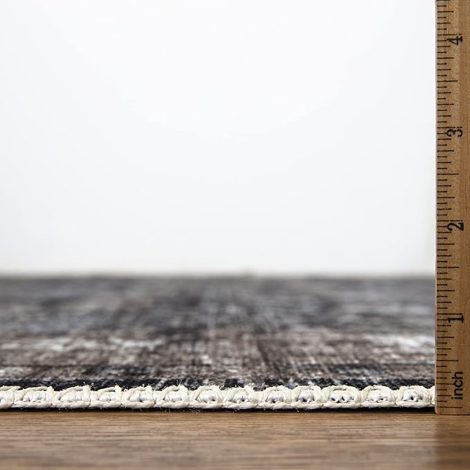 Bloom Rugs Washable Non-Slip 8' x 10' Rug - Black/Brown Traditional Area Rug for Living Room, Bedroom, Dining Room, and Kitchen - Exact Size: 8' x 10'