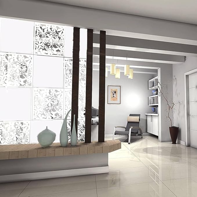 12+4PCS KEIBIKEIDI Hanging Room Divider Screens Made of Environmentally PVC, Simple and Modern Mixed White Hanging Panel Screen for Decoration Livingroom,Bedroom, Kitchen, Dining Room,Hotel and Bar