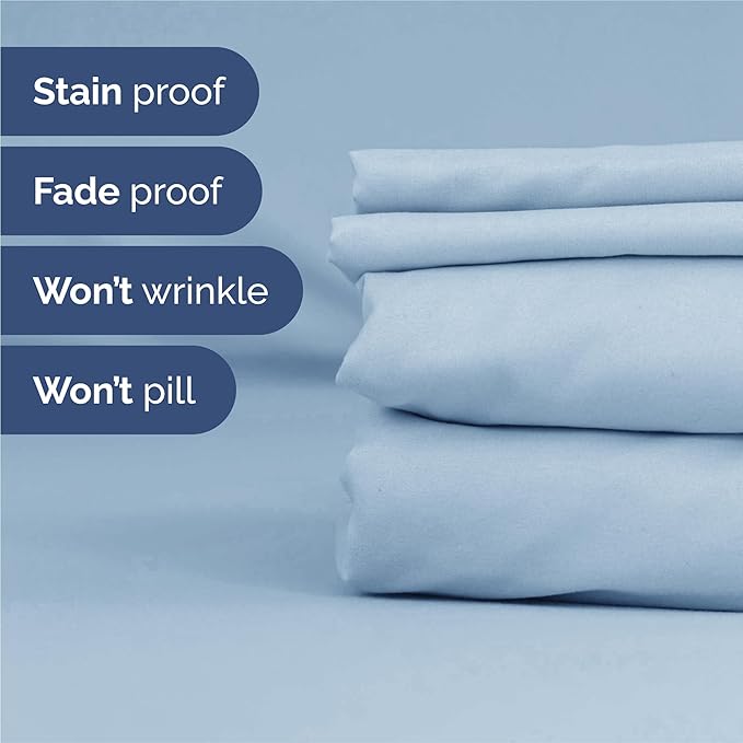 Split King 7 Piece Sheet Set - Cooling & Breathable - Hotel Luxury Bedding, Includes Fitted Sheets for Women, Men, Kids & Teens - 1 Flat, 2 Fitted Sheets, 4 Pillowcases with Deep Pockets - Sky Blue