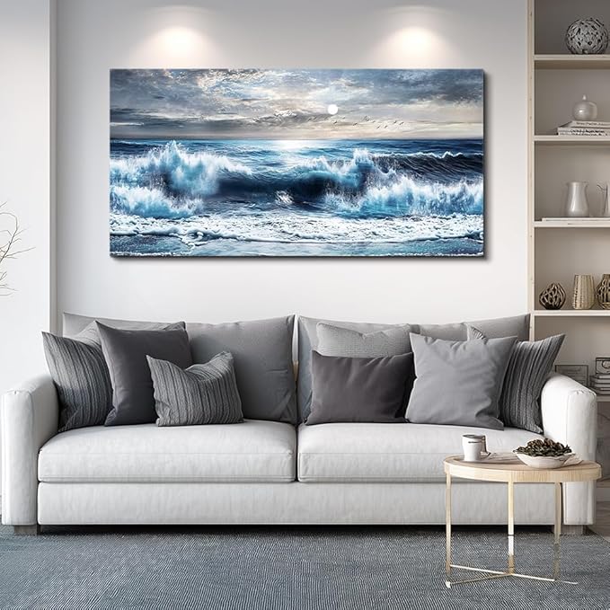 ERQINHUA Large Canvas Wall Art For Living Room Restaurant Wall Decor For Bedroom Marine Landscape Paintings Office Wall Prints Pictures Artwork Ready To Hang Hotel Room Home Decoration 24"x48"