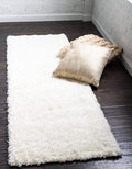 Unique Loom Solid Shag Collection Area Rug (2' 6" x 19' 8" Runner, Snow White)