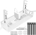 Under Desk Cable Management Tray, Cable Management Under Desk No Drill, Wire Management Tray with Clamp, Cord Organizer for Home Office, White