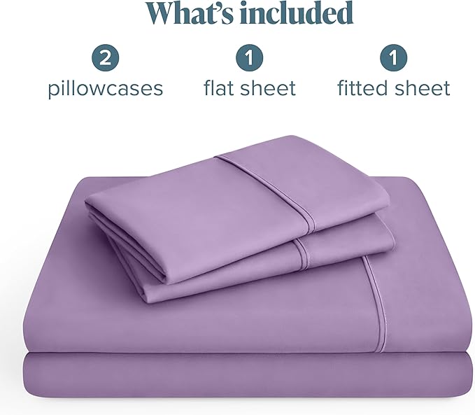 Bare Home Hotel Luxury Twin XL Sheet Set, Extra Soft - 4 Piece Set - Deep Pockets - Easy Fit - Cooling & Breathable - Wrinkle, Fade, Stain Resistant - Includes 2 Pillowcases (Twin XL, Lavender)