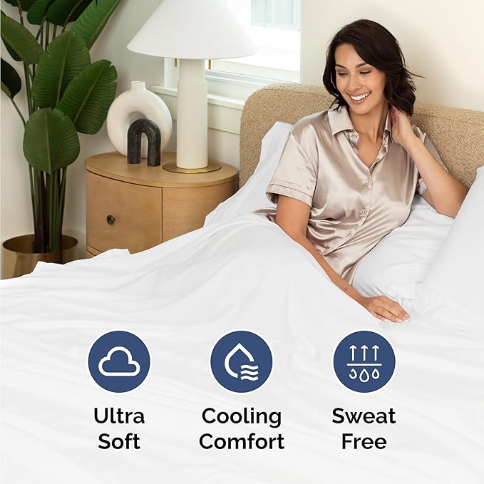 Cal King 6 Piece Sheet Set - Cooling, Comfy & Breathable - Hotel Luxury Bedding, Includes Fitted Sheet for Women, Men, Kids & Teens - 1 Flat, 1 Fitted Sheet, 4 Pillowcases with Deep Pockets - White