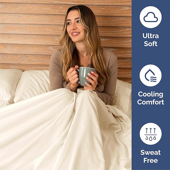 Cal King Size 4 Piece Sheet Set - Comfy Breathable & Cooling Bed Sheets Set - Hotel Luxury Bedding for Women, Men, Kids, Teens, Boys & Girls - Deep Pockets, Soft, Wrinkle Free - Oeko-Tex - Off White