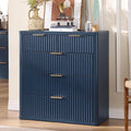 LEYAOYAO Fluted 5 Drawers Dresser for Bedroom, 34" Tall Modern Chest of Drawers with Metal Handle, Curved Profile Design,Navy Blue Wood Drawer Organizer for Bedroom, Living Room, Hallway, Entryway