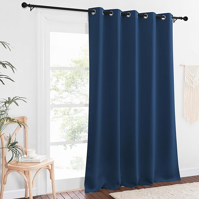 NICETOWN Blackout Curtain Drape for Bedroom - Light Reducing Thermal Insulated Solid Grommet Room Darkening Window Curtain 90 inches Long for Living Room (Moroccan Blue, 1 Piece, W66 x L90)