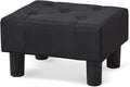 BRIAN & DANY Small Foot Stool, Linen Foot Stools with Legs, Stable Small Footstool for Living Room, Black