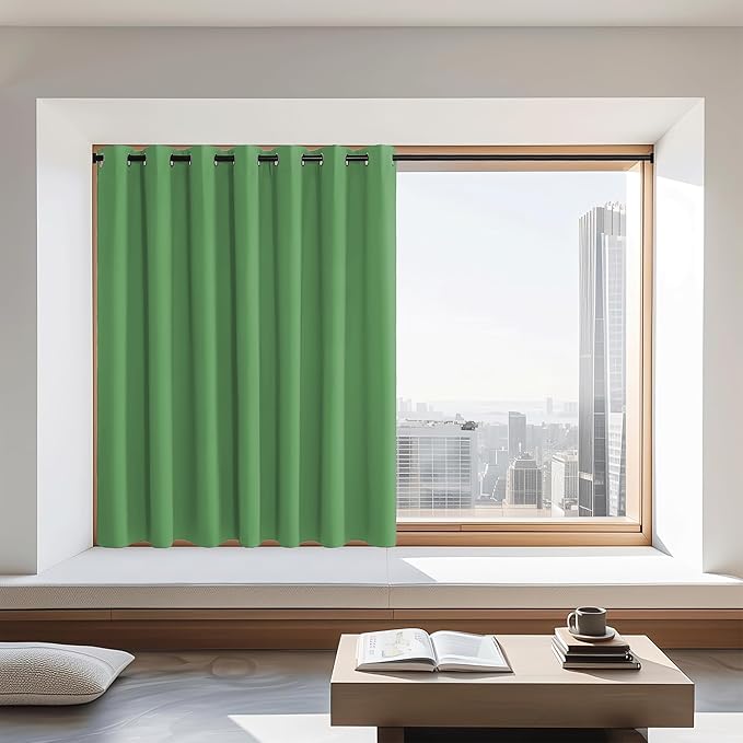 NICETOWN Blackout Curtains 72 inches Long, Grommet Privacy Window Treatment Thermal Insulated Room Darkening Sliding Glass Door Drape for Bedroom Living Room, 1 Panel, W100 x L72, Froest Green