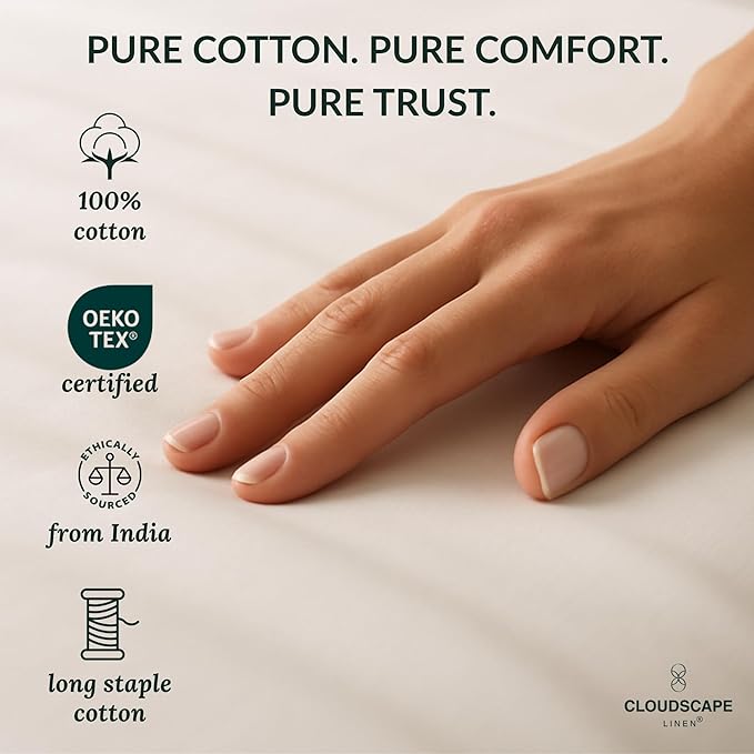 Cloud Scape Linen 100% Egyptian Cotton Sheets for Queen Size Bed, 400 Thread Count, 4 Pieces Bedding Set, Hotel Quality, Silky Soft, Deep Pockets up to 17”, White