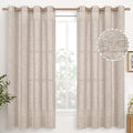 YoungsTex Linen Semi Sheer Curtains 63 Inch Length 2 Panels for Living Room - Light Filtering Drapes with Bronze Grommet Beige Window Treatments for Country Office Bedroom, 52 X 63 Inch