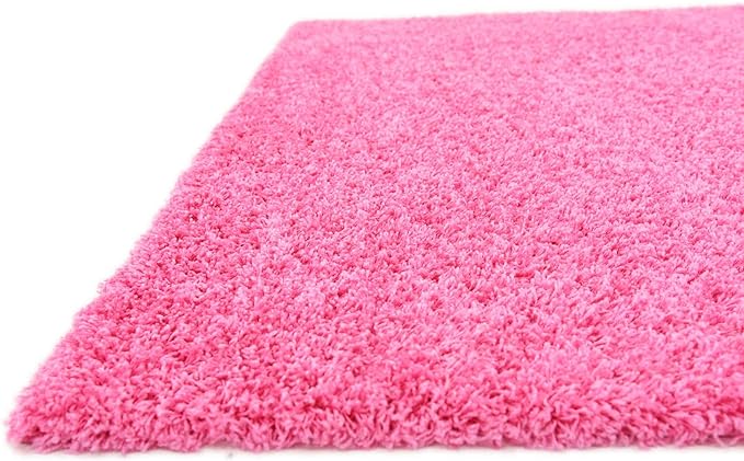 Unique Loom Solid Shag Collection Area Rug (8' Square, Taffy Pink)