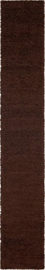 Unique Loom Solid Shag Collection Area Rug (2' 6" x 16' 5" Runner, Chocolate Brown)