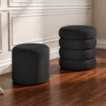 Round Set of 2 Sherpa Storage Ottoman Stool Boucle Vanity Stool Footstool with Removeable lid Load up to 440 lbs for Livingroom Bedroom Black UASND68B