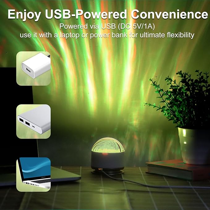 Northern Light Projector, Battery Operated Aurora Night Light with Timer Function, 13 Colors Galaxy Lamp Ripple Ceiling Projector Mood Ambient Lighting for Bedroom Adults Kids Room Girl Gift