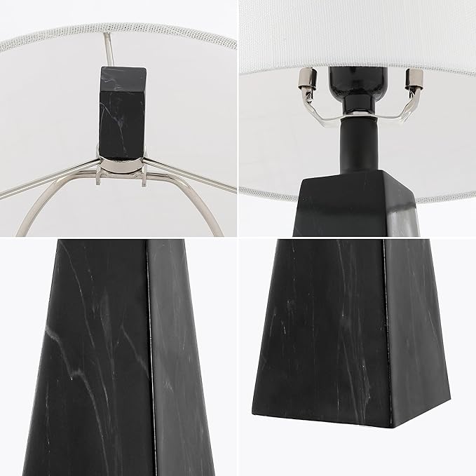 JONATHAN Y JYL1037D-SET2 Owen 20.5" Resin LED Table Lamp Contemporary, Office, Living Room, Family Room, Dining Room, Bedroom, Hallway, Foyer, Black Marble Finish (Set of 2)