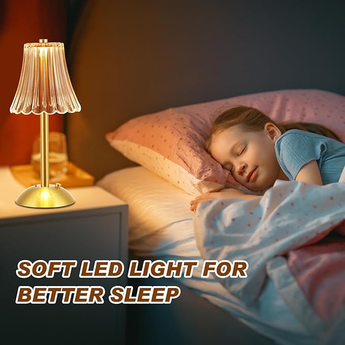 Liliful 30 Pcs Cordless Table Lamp Rechargeable Touch LED Small Gold Portable Battery Operated USB-c Desk Lamp 3 Color Dimmable for Bedroom Living Room Dining (Gold,Rose Style)